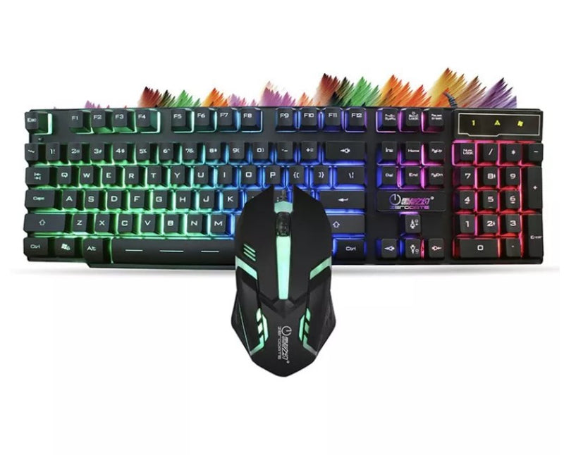 Kit Teclado Mouse Gamer Rgb Semi Mecânico