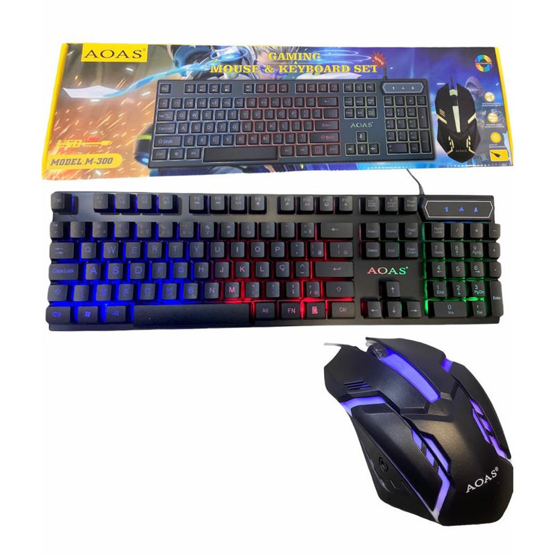 Kit Teclado Mouse Gamer Rgb Semi Mecânico