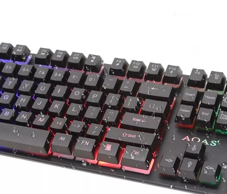 Kit Teclado Mouse Gamer Rgb Semi Mecânico