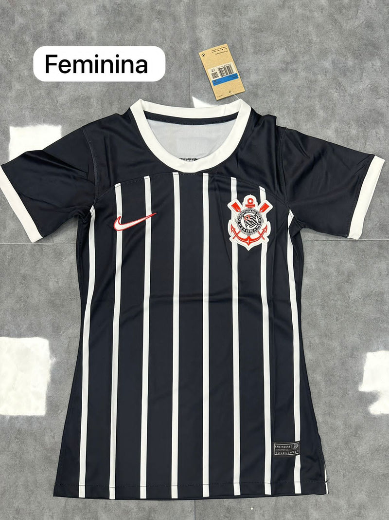 Camisa Feminina Corinthians Preta Tecido Tailandês modelo 2023/2024