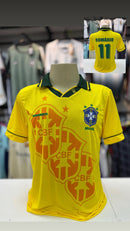 Camisa Nacional Seleção Brasileira Amarela Retro Personalizada