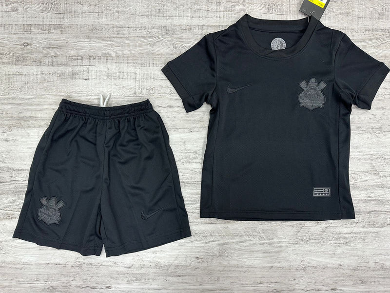 Conjunto Infantil do Corinthians Preta tecido Tailandês